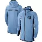 nike veste zipper hoodie nba memphis grizzlies light blue authentic